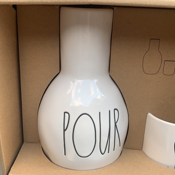 New Rae Dunn white ceramic POUR and SIP Water Carafe Set - Picture 3 of 8